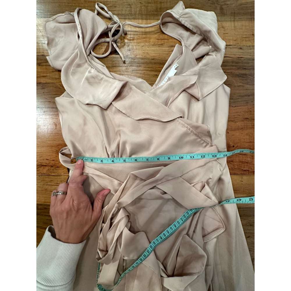ASTR The Label Beige Ruffle Wrap Maxi Dress Women's M - Picture 5 of 9